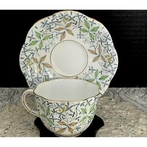 Bone China Cup & Saucer Taylor Kent Longton Scalloped Edge 1940s England